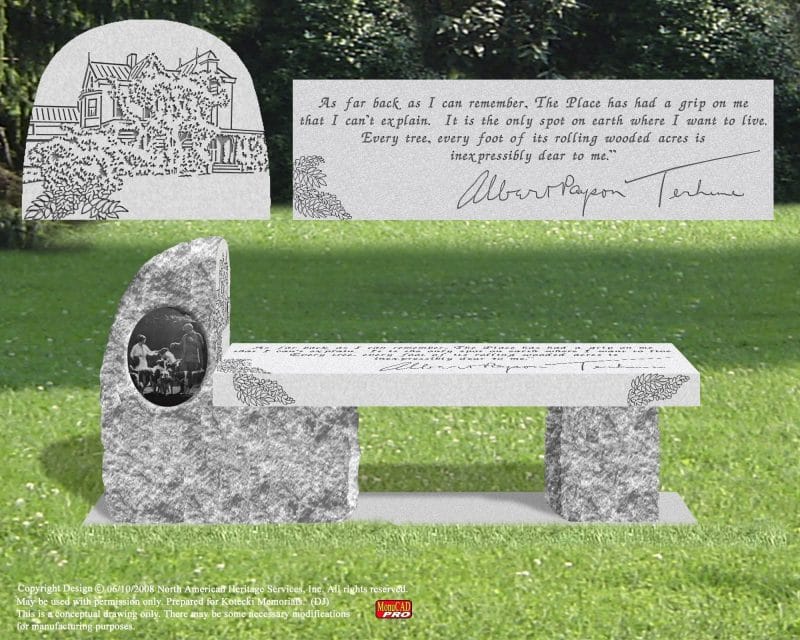 Boulder Bench Monument with Custom Signature