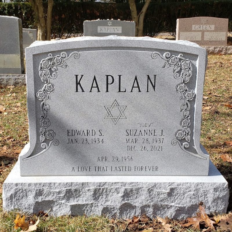 Kaplan Jewish Headstone with Star of David Carving