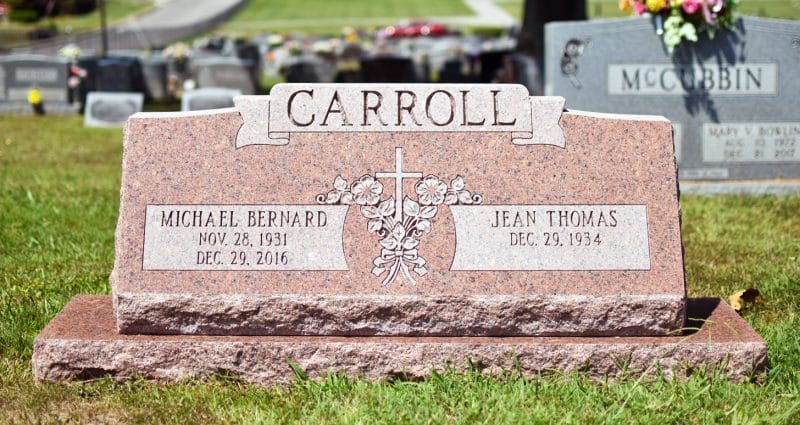 Carroll Slant Red Granite Headstone