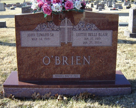 O'Brien Red Stone with Marriage Date