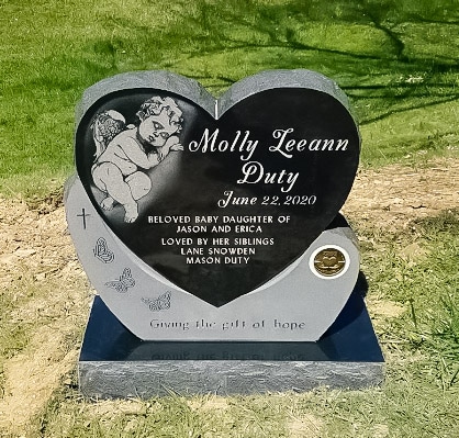 Duty Black Heart Shaped Gravestone